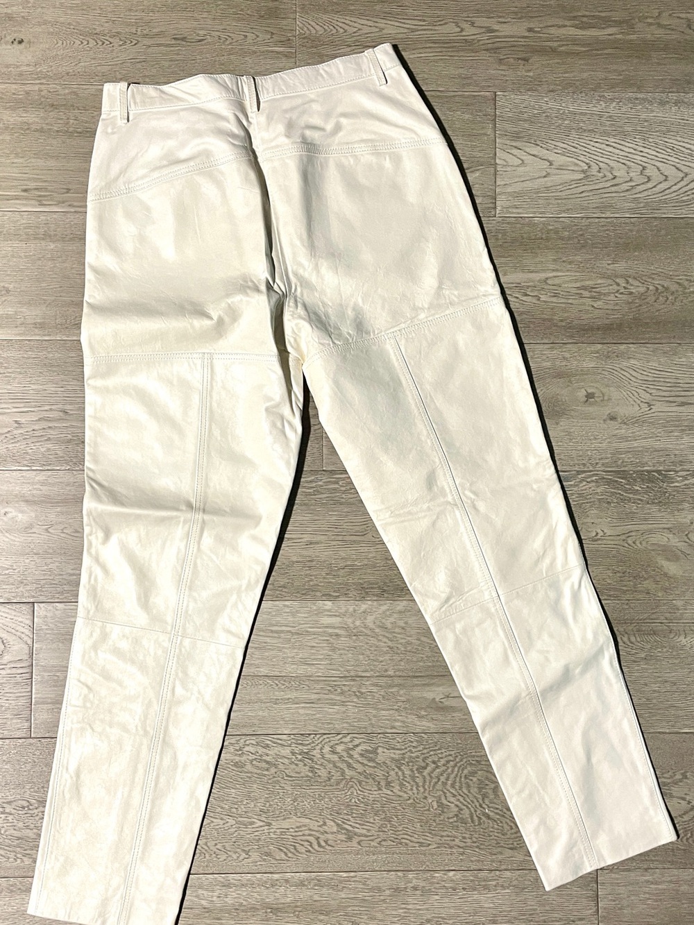 Dries Van Noten Buttery White Loca Leather pants with Brown Lining
